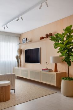 the living room is clean and ready to be used as a home theater or entertainment center