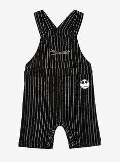 Disney The Nightmare Before Christmas Jack Skellington Pinstripe Infant Overall - BoxLunch Exclusive, BLACK Goth Baby Clothes, Baby 2024, Gothic Baby, The Pumpkin King, The Nightmare Before Christmas Jack, Goth Baby, Christmas Jack Skellington, Toddler Top, Baby Bats