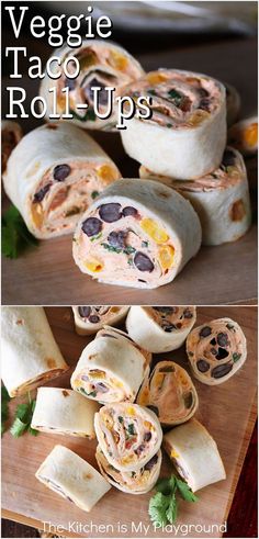 Veggie Taco Roll-Ups Veggie Roll Ups, Party Snack Food, Vegetarian Tacos