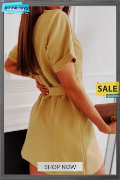 Fashion Solid Turndown Collar Princess Dresses(5 Colors) Spring Solid Color Belted Mini Dress, Solid Belted Mini Dress For Spring, Belted Mini Dress For Spring, Spring Solid Belted Mini Dress, Elegant Ruffled Button-up Mini Dress, Princess Sleeves, Turndown Collar, Color Pick, Waist Dress