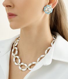 Luxury White Earrings With Single Cut Diamonds, White Luxury Earrings With Single Cut Diamonds, Elegant Jewelry With Single Cut Diamonds And Enamel, Luxury Blue Enamel Earrings, Fine Jewelry Enamel With Diamond Accents, Luxury Enamel Jewelry With Diamond Accents, Luxury White Jewelry With Diamond Accents, Enamel Jewelry With Diamond Accents, White Enamel Jewelry For Formal Occasions