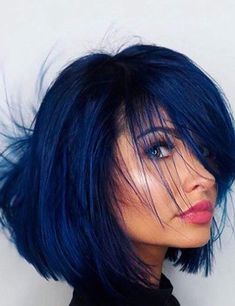 Midnight Blue Hair, Blue Black Hair Color, Navy Blue Hair, Dyed Hair Blue, Blue Black Hair, Dark Blue Hair, Hair Color Unique, Black Hair Color, Ombré Hair