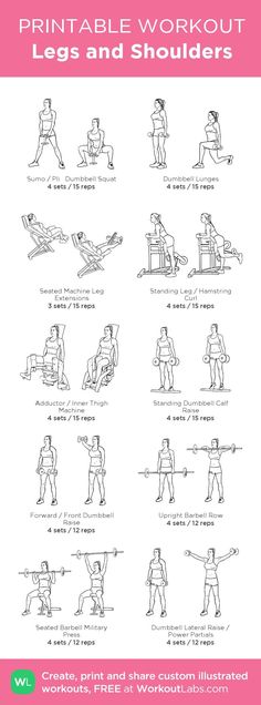 the printable workout poster shows how to do squats and shoulder exercises for women