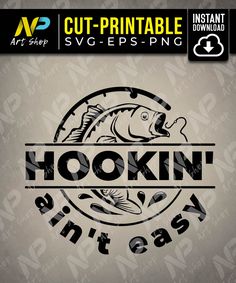 the hookin's logo is shown in black and white on a gray background