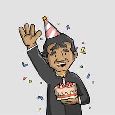 an image of a man celebrating his birthday with a cake and confetti on it