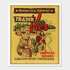 an old poster advertising a tropical drink