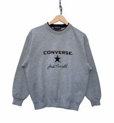 "Please leave me your contact phone number, as the shipping company always need the phone number to help delivering. converse sweatshirt TTS Medium  Sw600 Measurements: Width (armpit to armpit): 22\" Length (shoulder to end of garment):25\" All measurements are taken with the garment flat on the ground. Refer picture carefully Condition:Good . (used clothing) THANK YOU" Gray Sweater With Embroidered Logo For Streetwear, Logo All Star, Converse Sweatshirt, Reebok Sweatshirt, Usa Sweater, All Star Converse, Streetwear Sweater, Star Converse, Vintage Converse