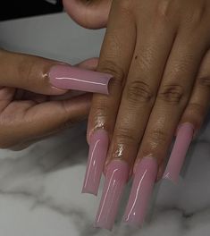 Full Set Nails Acrylic One Color, Long Square Acrylic Nails Pink Simple, Nut Pink Nails, Light Pink Long Acrylic Nails, Long Tapered Nails, Nude Pink Nails With Design, Pink Tapered Square Nails, Light Pink Nails Acrylic, Nice Fingers