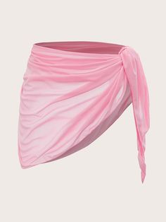 Pink  Collar  Polyester Plain  Embellished Slight Stretch  Women Beachwear Pool Skirt, Pink Bathing Suits, Summer Bottoms, Skirt Coverup, Tie Skirt, Coverup Skirt, Bathing Suit Covers, Beach Skirt, Bathing Suit Cover Up