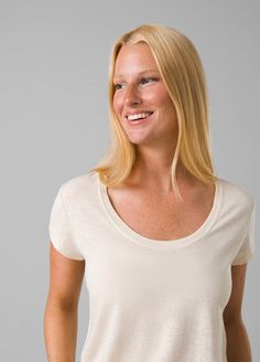 A Soft, Breathable Scoop Neck T-shirt Made For Enjoying The Everyday. Casual Everyday Top With Scoop Back, Casual Tops With Scoop Back For Everyday, Casual Scoop Back Top For Everyday, Casual Scoop Neck Tops For Everyday, Basic Everyday Tops With Scoop Neck, Basic Scoop Neck Tops For Everyday, Relaxed Fit Scoop Neck Top For Everyday, Simple Everyday Scoop Neck T-shirt, Scoop Neck Tee