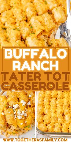 buffalo ranch tater tot casserole with text overlay