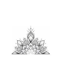 a black and white drawing of a lotus flower