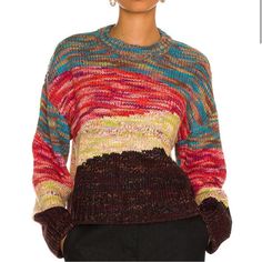 Tell Your Friends Sweater - New/Never Worn Chunky Knit, Poly Wool Blend Originally Priced At $328 Model Is Wearing Size Small Multicolor Wool Knit Sweater, Fitted Multicolor Sweater For Fall, Fitted Multicolor Fall Sweater, Multicolor Chunky Knit Crew Neck Top, Multicolor Wool Top For Fall, Multicolor Wool Tops For Fall, Fitted Multicolor Crew Neck Sweater, Fitted Multicolor Jacquard Knit Sweater, Friends Sweater