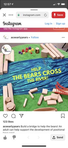 an instagram page for the bear cross project, which is being used to teach children how to build wooden bridge