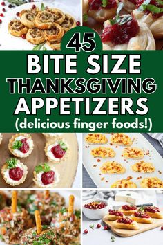 a collage of thanksgiving appetizers with text overlay