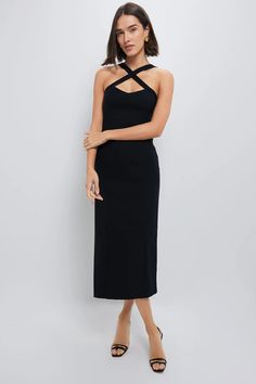 Black Criss-Cross Alice Dress | Hyacinth House Fitted Cross Back Maxi Dress For Night Out, Chic Halter Neck Maxi Dress With Crisscross Straps, Chic Maxi Dress With Crisscross Straps For Date Night, Chic Cross Back Maxi Dress For Night Out, Chic Maxi Dress With Crisscross Straps, Maxi Dress With Crisscross Straps For Night Out, Fitted Maxi Dress With Crisscross Straps For Night Out, Elegant Maxi Dress With Crisscross Straps And Cross Back, Chic Fitted Maxi Dress With Cross Back