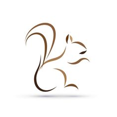 a squirrel logo with brown lines on it's back and head in the shape of a