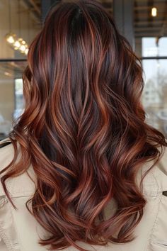 Perfect Auburn Red Highlights Copper Highlights On Brown Hair, Brown Hair Colors With Blonde, Copper Hair With Highlights, Hair Colors With Blonde, Brown Hair Color With Blonde Highlights, Red Highlights In Brown Hair, Balayage Hairstyle, Red Hair With Highlights