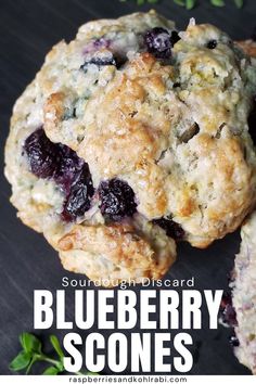 blueberry scones are stacked on top of each other