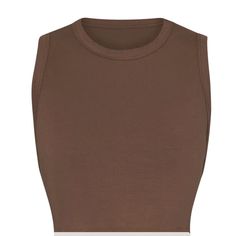 Borrowed From The Boys, But Now With A Cropped Update That Caters To You. This Soft, Effortless Tank Has A High Scoop Neckline And Slightly Dropped Armholes For Extra Comfort. Intentionally Oversized, With Unisex Appeal. For Women: Choose Your Regular Size For A Baggy, Oversized Look For Men: Fits True To Size Color Oxide Brown Fitted Cropped Tank Top, Trendy Fitted Brown Tank Top, Casual Brown Cropped Tank Top, Brown Fitted Casual Tank Top, Cropped Brown Cotton Tank Top, Brown Cropped Cotton Tank Top, Fitted Brown Basic Crop Top, Cotton Corset, High Neck Bodysuit