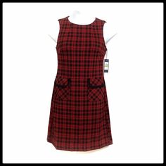 Nwt Sheath Dress By Tommy Hilfiger Size 4. Perfectly Classic In Every Way. Red And Black Plaid Pattern And Sheath Shape Go Anywhere! Dress Up With Heels Or Go For A Casual Look With Sneakers. Pair It With A Tee Or Turtle Neck. This Dress Is More Versatile Than Just For The Office. How About Changing Up The Look With A Smart Jacket? Too Stuffy?? Try A Moto Jacket And Boots! So Many Looks With Just One Item And For A Fraction Of Retail!! Sleeveless, Back Zip/Hook & Eye Closure, Front Pockets, Roun Tommy T Shirt, Short Shift Dress, Smart Jackets, Bell Sleeve Shift Dress, Sleeveless Knit Dress, Button Down Shirt Dress, Tommy Hilfiger Dress, Midi Shift Dress, Checkered Dress