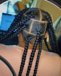 Jumbo French Braids For Black Women, Xxl Knotless Braids, Jumbo Knot Less Braids, 4 Jumbo Box Braids, Jumbo Box Braids Parting Pattern, Jumbo Braid Hairstyles, Jumbo Braids For Black Women, 6 Jumbo Box Braids, Jumbo Braids Hairstyles