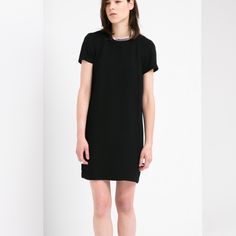 Never Worn. Excellent Condition. From A Smoke Free Home. Spring Black Short Sleeve Dress For Work, Black Short Sleeve Dress For Spring Workwear, Black Casual Short Sleeve Dress For Work, Casual Black Short Sleeve Dress For Work, Black Shift Dresses For Work, Mango Dresses, Mango Dress, Inverted Triangle, Soft Autumn