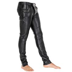 Hand Made Genuine Mens Sheep Leather Pants -Flap Closure -100% pure leather is our guarantee Features: Hand made Sheep Soft Leather Flap Closure Choice of waist and leg size Slim Fit Easy Return policy Sizing information: Please Make sure to select the size carefully, as per we made custom order, please measure yourself exact with measuring tape. Don't worry if you don't find your exact measurement in the drop-down menu, we always follow up with you after you place the order for size confirmation. NOTE: PLEASE MAKE SURE THAT YOUR WAIST SIZE IS YOUR ACTUAL AND NOT YOUR JEAN SIZE. Delivery: All of our orders are made on-demand, tailored according to your measurements for a better fitting and exquisite look. Order gets ready in 3-5 days and the delivery estimated time is 3-5 days via DHL or F Leather Pants Outfit Men, Leather Wardrobe, Leather Trousers Women, Rockstar Fashion, Mens Leather Shirt, Winter Leather Jackets, Leather Pants Outfit, Pants Outfit Men, Biker Pants