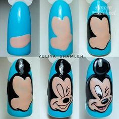 Mouse Nail Art, Mickey Mouse Nail Art, Disney Videos, Mickey Mouse Nails, Unghie Nail Art