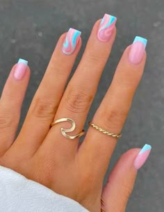 Unghie Sfumate, Colorful Nails, Summery Nails, Short Acrylic Nails Designs, Girls Nails, Square Acrylic Nails, Short Acrylic Nails, Nail Arts, Artificial Nails