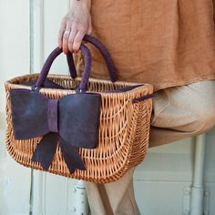 👉Unique Large wicker & leather Basket Bag 👉close by leather flap with magnets 👉hand stitched handles 👉very original and trendy on this picture we use leather in plum color ♥️ This cute leather and wicker basket bag is a perfect and unique accessory, great for shopping, great for every day , can be also  a perfect addition to your styling. Wicker basket  bag hand made with natural wicker and natural leather with handmade leather bow I offer personalization-do you need a basket in a different Rectangular Brown Bag For Picnic, Brown Rectangular Bag For Picnic, Brown Leather Basket-shaped Bag, Brown Tote Shoulder Bag For Picnic, Brown Tote Bag For Picnic, Brown Bags With Braided Handles For Picnics, Rectangular Bags With Leather Handles For Picnic, Picnic Bags With Leather Handles, Leather Basket Bag