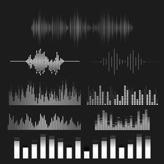 sound equals are shown in white and black colors on a dark background, including one with