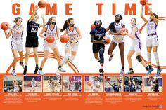 an advertisement for the women's basketball team, featuring several different players and numbers