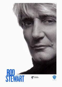 an old photo of rod stewart in black and white with the words rod stewart on it