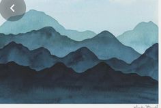 a watercolor painting of mountains in the distance