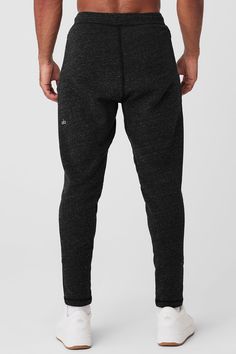 Layer it to and from the studio, practice in it or lounge in it: the Triumph Sweatpant is made of insanely comfortable triblend fleece. An easy-fitting drop crotch, wide gusset panel and drawcord waist are finished with fitted rib panels on the calves and inseam. For working out and wearing out Adjustable drawcord waistband Invisible zip pockets Sweatpants And Sweater, Ribbed Paneling, Gray Accessories, Yoga Training, Knitwear Dress, Yoga For Men, Charcoal Black, Fabric Sale, Back Women