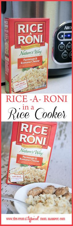 rice - a - ron in a rice cooker and rice cake mix on a plate