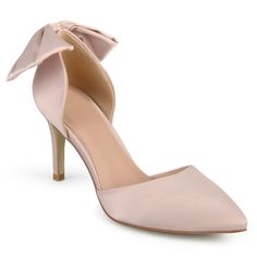 These Journee Collection Tanzi pumps highlight a trendy two-piece style complete with a charming bow accent and a sleek pointed toe.SHOE FEATURES Two-piece styling Back bow detail SHOE CONSTRUCTION Manmade materials SHOE DETAILS Pointed toe Slip-on Padded footbed  Size: 8.5. Color: Light Pink. Gender: female. Age Group: kids. Pattern: Solid. Material: Synthetic. Wedding Shoes Rose, Special Occasion Shoes, Bow Pumps, Kids Pattern, Occasion Shoes, Satin Pumps, Large Bow, Pointed Toe Heels, Shoes Heels Pumps