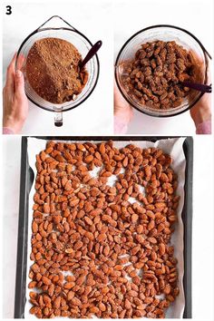 the steps to make pecans in a glass bowl