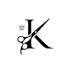 the letter k is cut into pieces with scissors and thread on white background royalty illustration