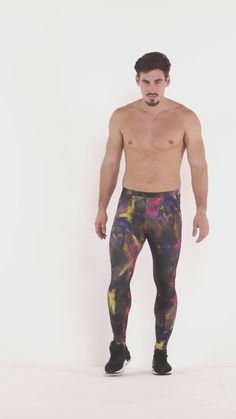 Mayhem Men's Leggings | Black & Red | Kapow Meggings Multicolor Fitted Leggings For Training, Multicolor Compression Sport Bottoms, Multicolor Compression Bottoms For Sports, Multicolor Moisture-wicking Bottoms For Training, Multicolor Moisture-wicking Fitted Leggings, Multicolor Athleisure Long Pants, Multicolor Tight Workout Bottoms, Fitted Multicolor Moisture-wicking Bottoms, Tight Multicolor Workout Bottoms