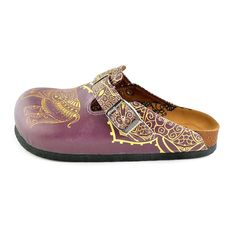 Purple Leather Slip-on Sandals, Adjustable Closed Toe Mules With Removable Insole, Purple Slip-on Clogs For Summer, Adjustable Slip-on Clogs With Cushioned Footbed, Adjustable Cushioned Slip-on Clogs, Purple Slip-on Beach Clogs, Adjustable Round Toe Clogs With Cushioned Footbed, Purple Synthetic Clogs, Adjustable Clogs With Cushioned Footbed And Round Toe