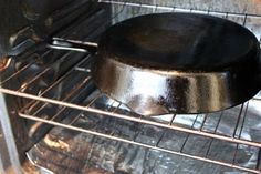 an empty pan is cooking in the oven