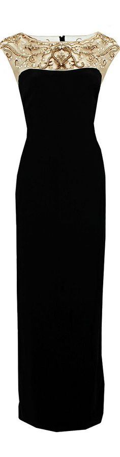 Notte By Marchesa  ● Black Embroidered Illusion Neckline Dress Bodycon Prom Dress, Illusion Neckline Dress, Vintage Attire, Heart Clothes, Clothing Pieces, Beaded Prom Dress, Printed Dresses, Neckline Dress, Illusion Neckline