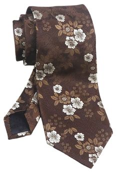 PRICES MAY VARY. Length: 57"/145cm, Skinny Width: 3.15"/8cm, Business fashion floral slim necktie, suitable for mens, youth and Big boys, Color: Various Color to choose, Material: care-free microfiber polyester, Dry cleaning, low temperature ironing. Brown colored tie by Vizakiss designer. The delicate pattern of white flowers reminds of a subtle floral design. It is a perfect tie for the tan colored suit worn on a sunny day. This tie also looks great during the fall and winter season when match Mens Floral Tie, Floral Ties, Floral Necktie, Plaid Tie, Purple Tie, White Shirt Dress, Olive Color, Fuchsia Pink, Brown Floral