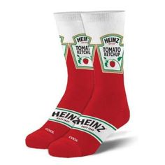 Heinz Ketchup Men's Crew Sock Ketchup can go on anything, so why not put them on your feet in our Heinz Ketchup Men's Crew Socks? This zesty and tasty condiment is popular for a reason! (The best one in my opinion.) Style: CrewSize: Sock size 10-13 (fits shoe sizes 6-12)Sock Maker: Odd SoxMaterials: Cotton 95%, Elastic 5%Country of Origin: Imported Food Socks, Mha Dr, Heinz Ketchup, Green Giant, Funky Socks, Mens Crew Socks, Crew Sock, Crazy Socks, For A Reason