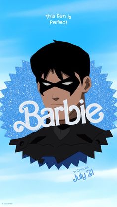 a cartoon character with the word barbie on it's chest and an image of a man