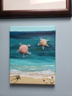 two seashells are swimming in the ocean