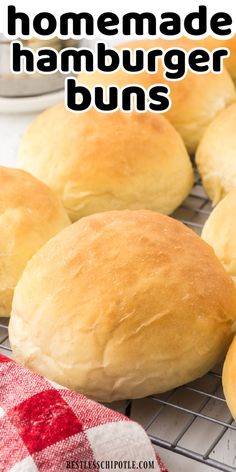 homemade hamburger buns on a cooling rack