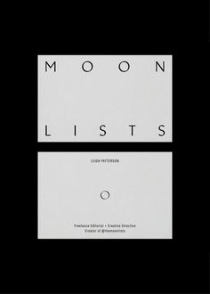 the moon lists book cover is shown in black and white, with an image of two squares